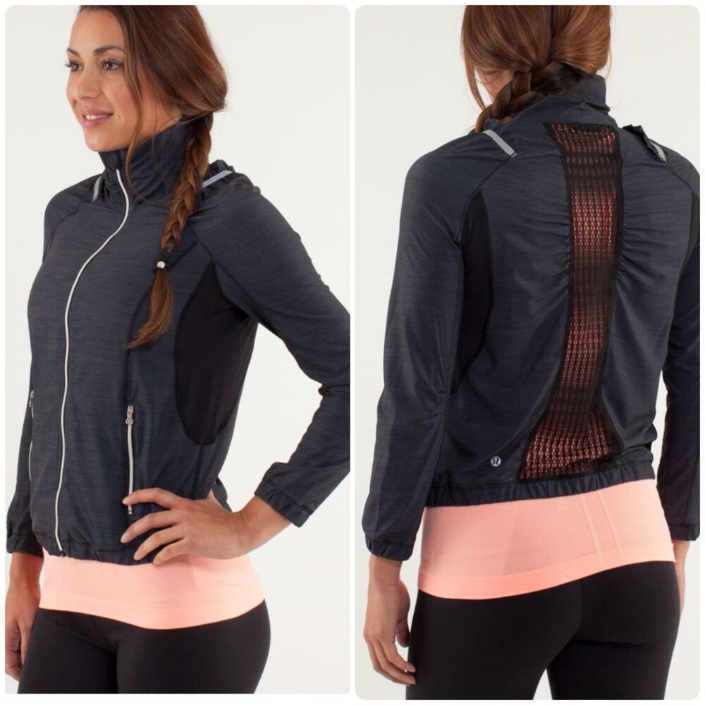 Lululemon Run Nada Jacket Lightweight Full-Zip Mesh Detail Full-Zip Jacket sz 8